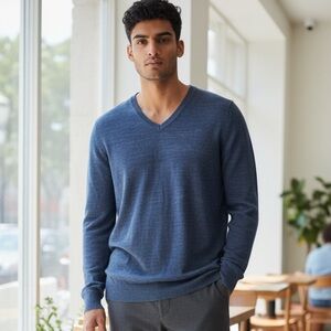 Theory Aldridge Refinery V-Neck Sweater | Stellar Melange | Size L | NWT